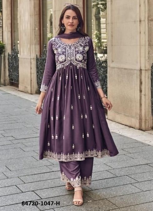 LAKHNAVI 8 GOLD - Catalog # 64720 (Set of 4 Readymade Salwar Suits)