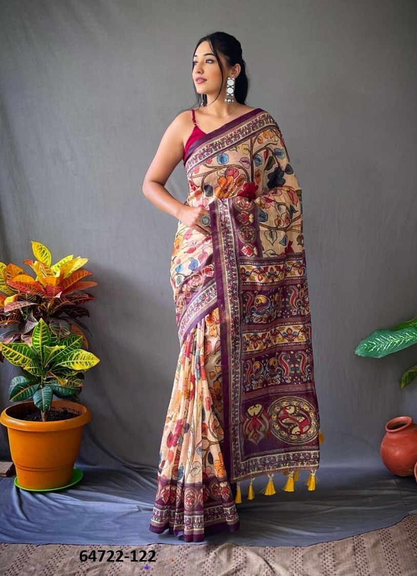 COTTON KALAMKARI - Catalog # 64722 (Set of 4 Sarees)