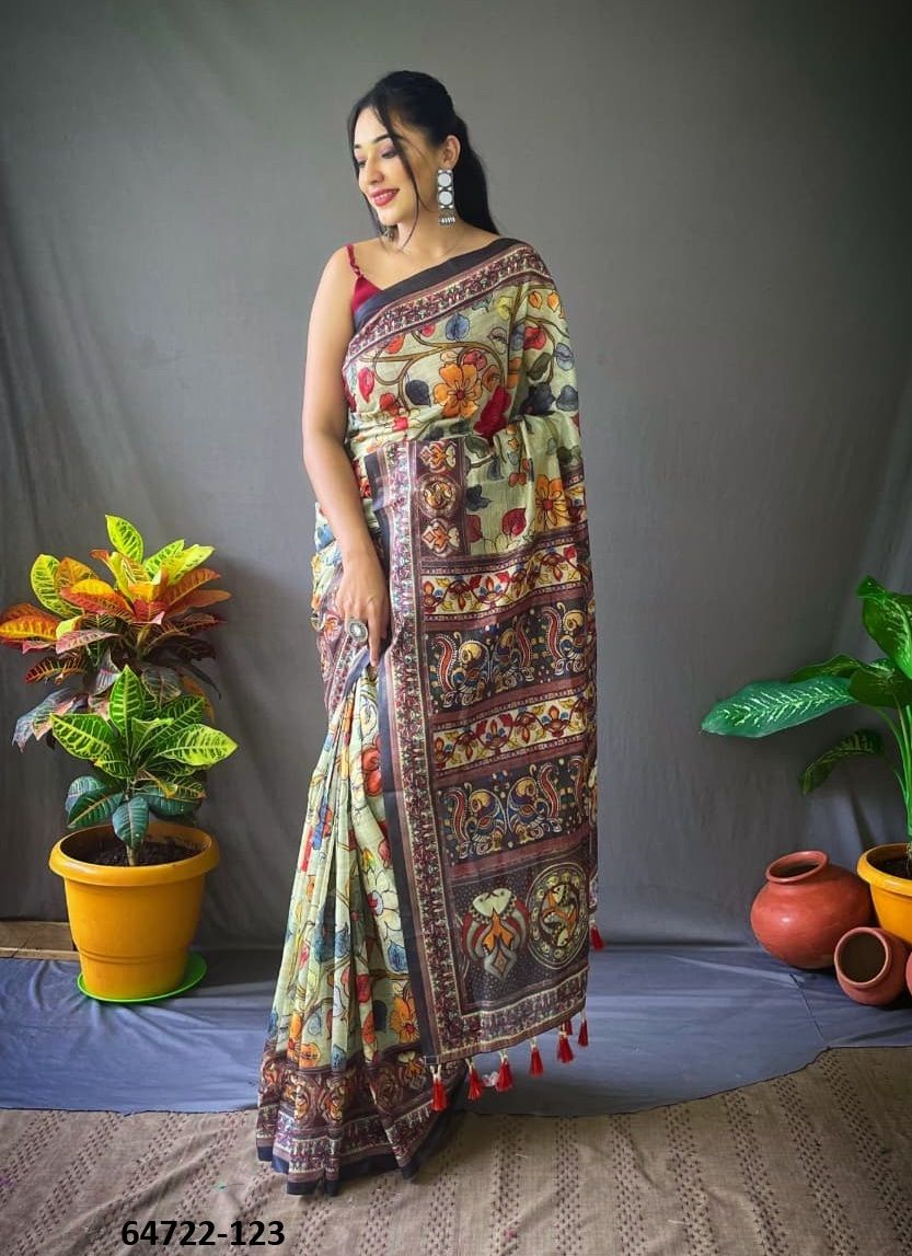 COTTON KALAMKARI - Catalog # 64722 (Set of 4 Sarees)