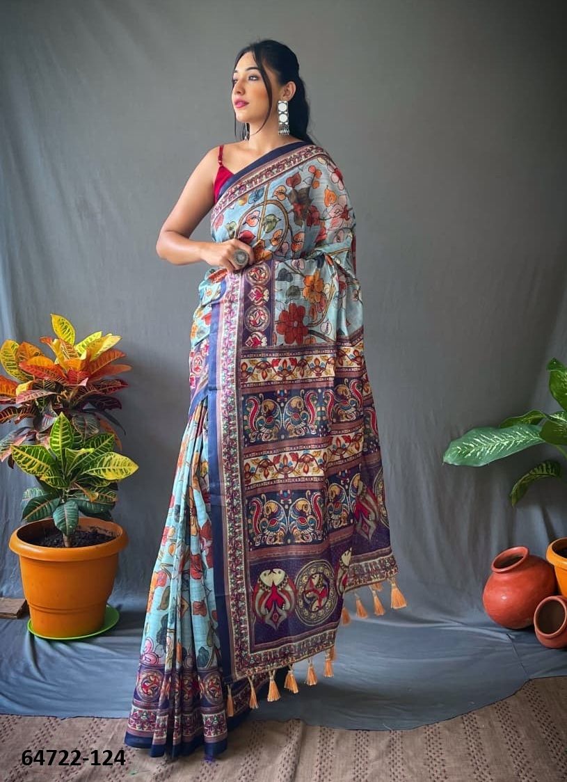 COTTON KALAMKARI - Catalog # 64722 (Set of 4 Sarees)