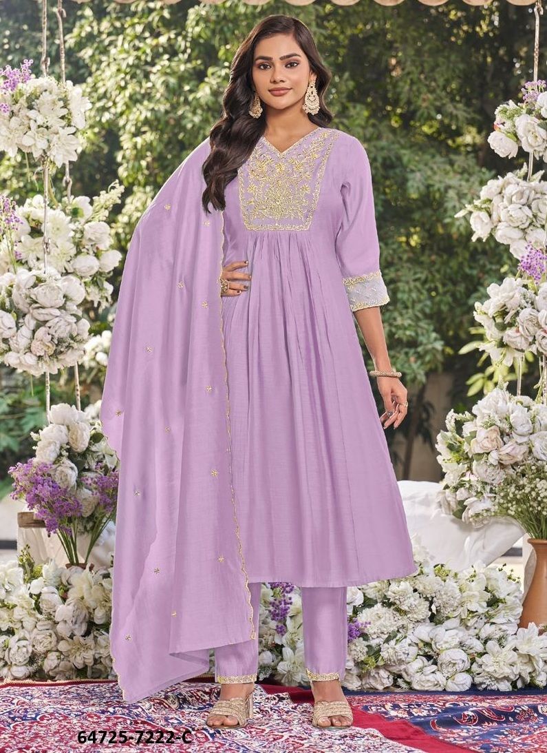 NOOR 1 - Catalog # 64725 (Set of 4 Readymade Salwar Suits)