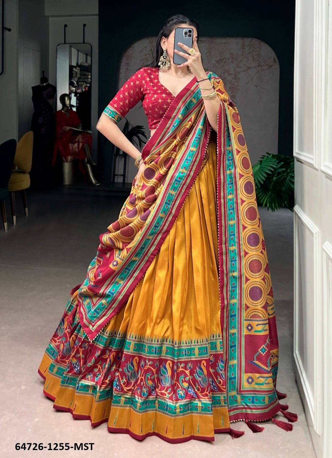 SERIES 1255 - Catalog # 64726 (Set of 4 Semi-Stitched Lehengas) SERIES 1255 - Catalog # 64726 (Set of 4 Semi-Stitched Lehengas)