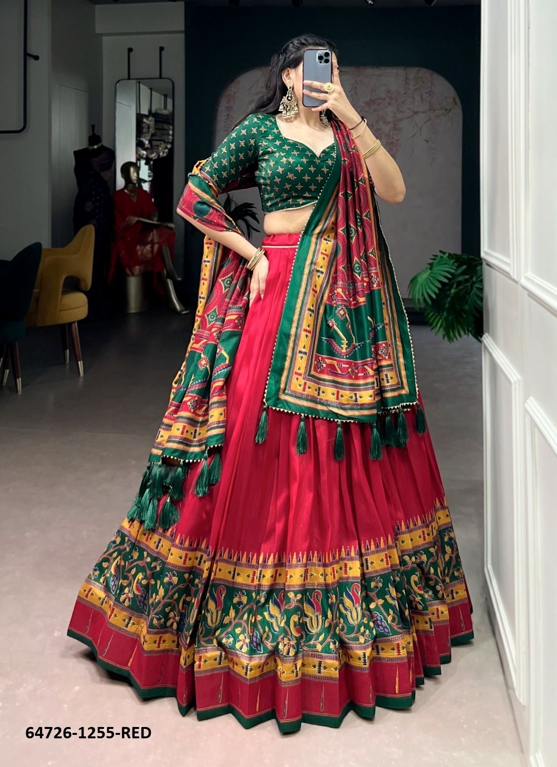 SERIES 1255 - Catalog # 64726 (Set of 4 Semi-Stitched Lehengas) SERIES 1255 - Catalog # 64726 (Set of 4 Semi-Stitched Lehengas)