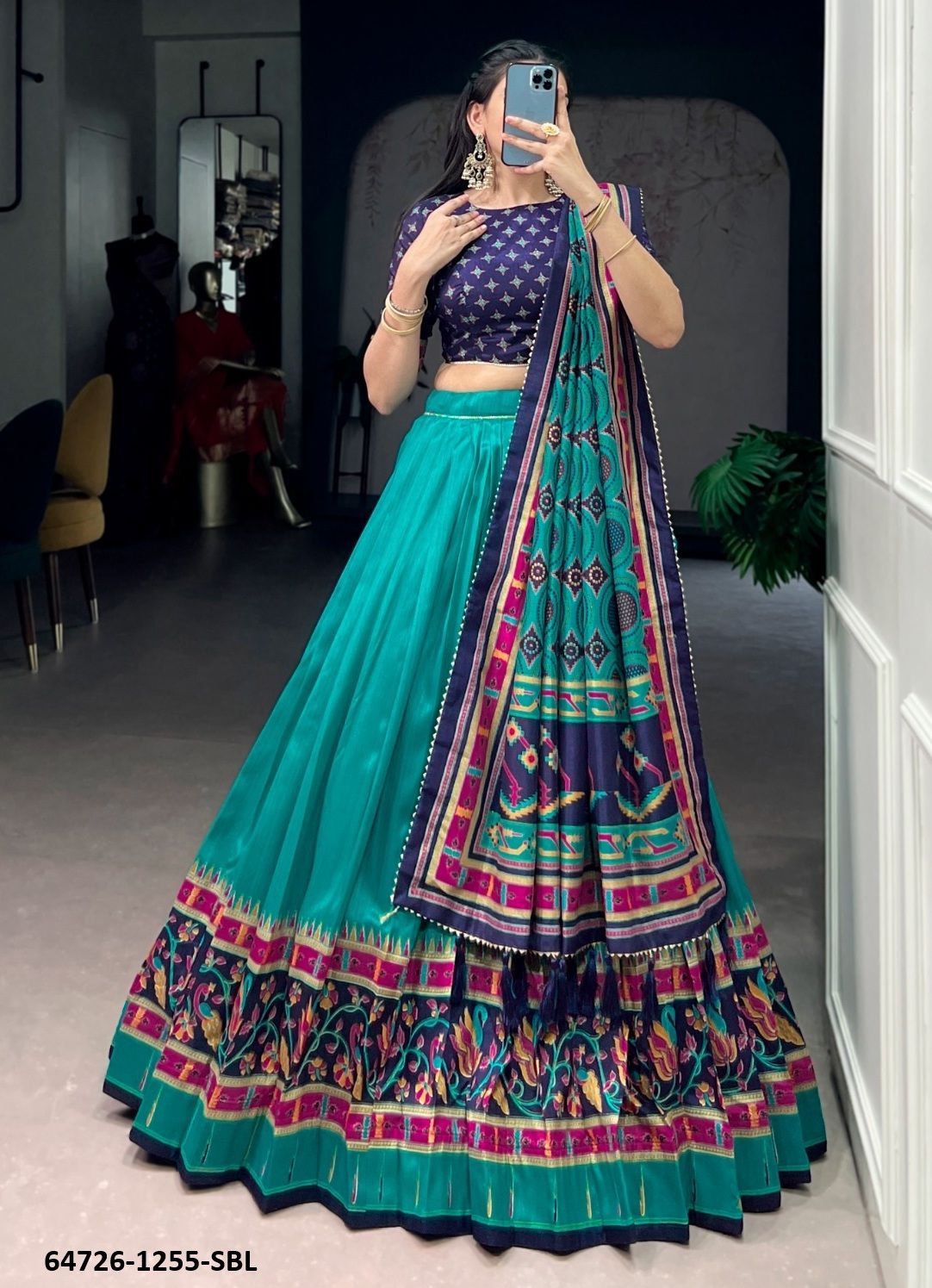 SERIES 1255 - Catalog # 64726 (Set of 4 Semi-Stitched Lehengas) SERIES 1255 - Catalog # 64726 (Set of 4 Semi-Stitched Lehengas)