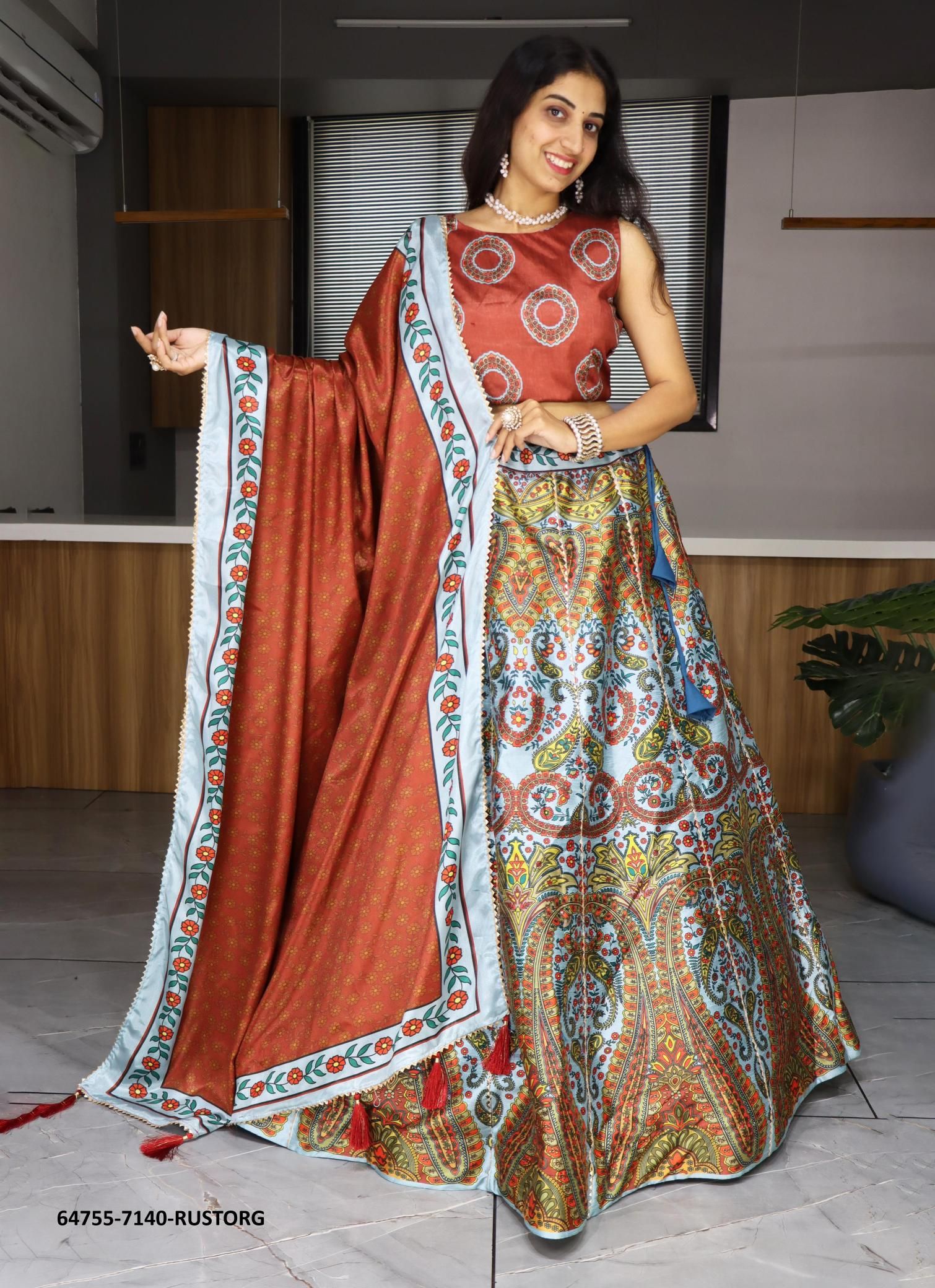 SERIES 7140 - Catalog # 64755 (Set of 8 Semi-Stitched Lehengas) SERIES 7140 - Catalog # 64755 (Set of 8 Semi-Stitched Lehengas)