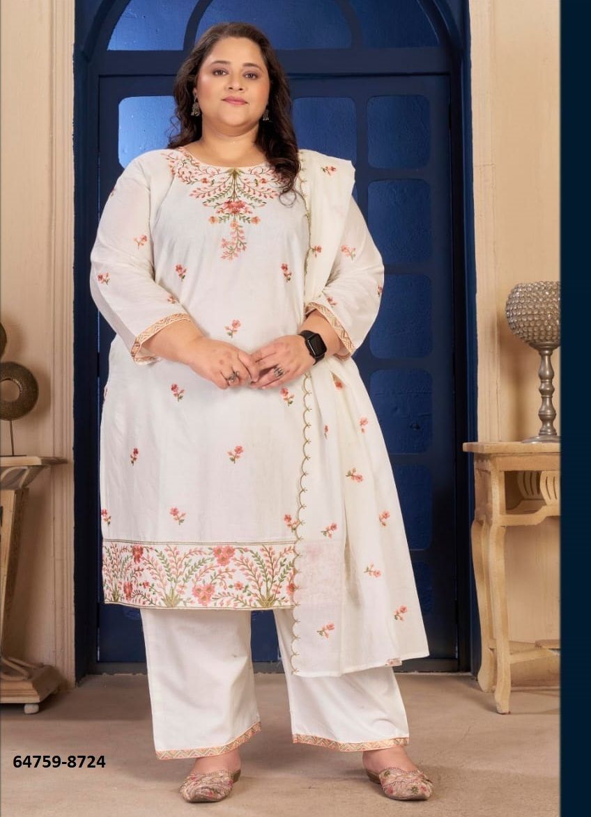 PLUS SIZE PURE COTTON - Catalog # 64759 (Set of 3 Readymade Salwar Suits) PLUS SIZE PURE COTTON - Catalog # 64759 (Set of 3 Readymade Salwar Suits)
