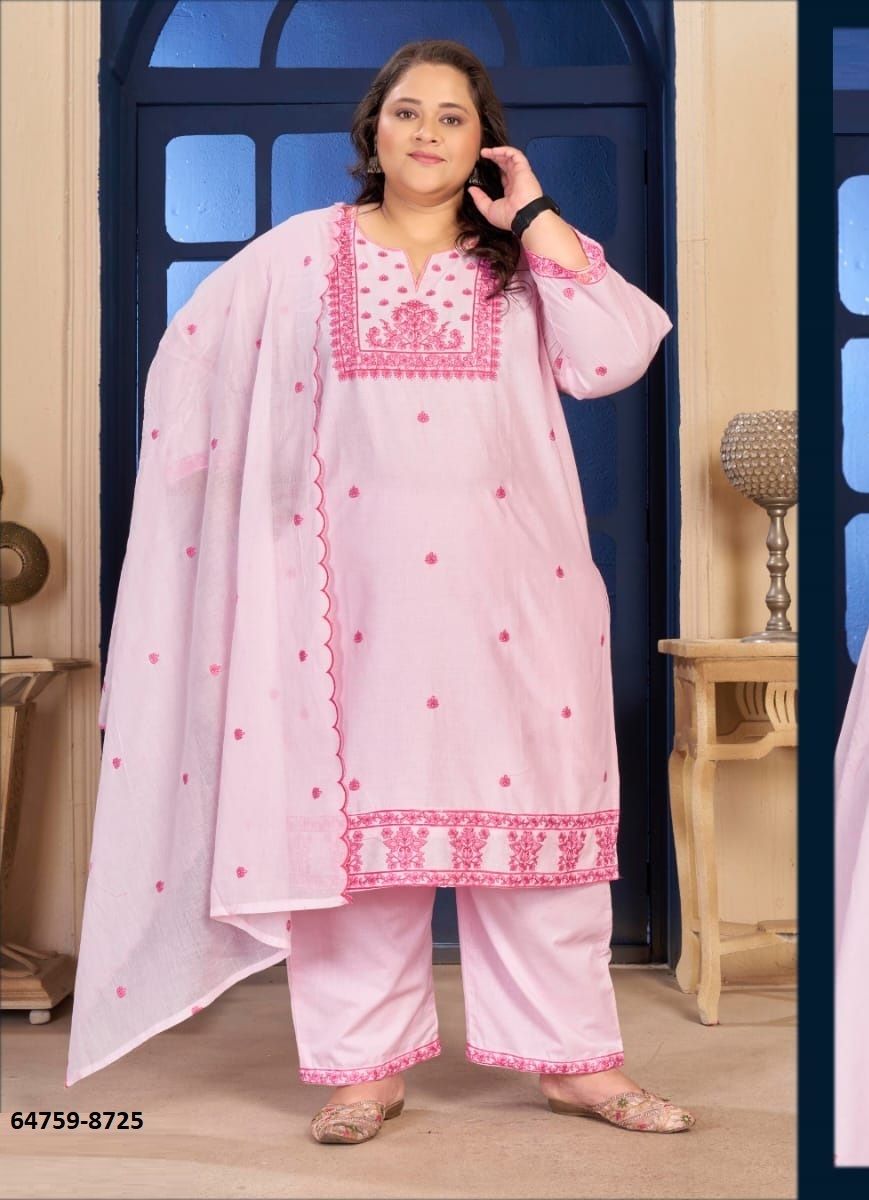 PLUS SIZE PURE COTTON - Catalog # 64759 (Set of 3 Readymade Salwar Suits) PLUS SIZE PURE COTTON - Catalog # 64759 (Set of 3 Readymade Salwar Suits)