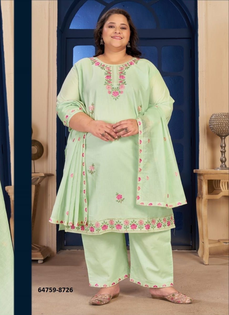 PLUS SIZE PURE COTTON - Catalog # 64759 (Set of 3 Readymade Salwar Suits) PLUS SIZE PURE COTTON - Catalog # 64759 (Set of 3 Readymade Salwar Suits)
