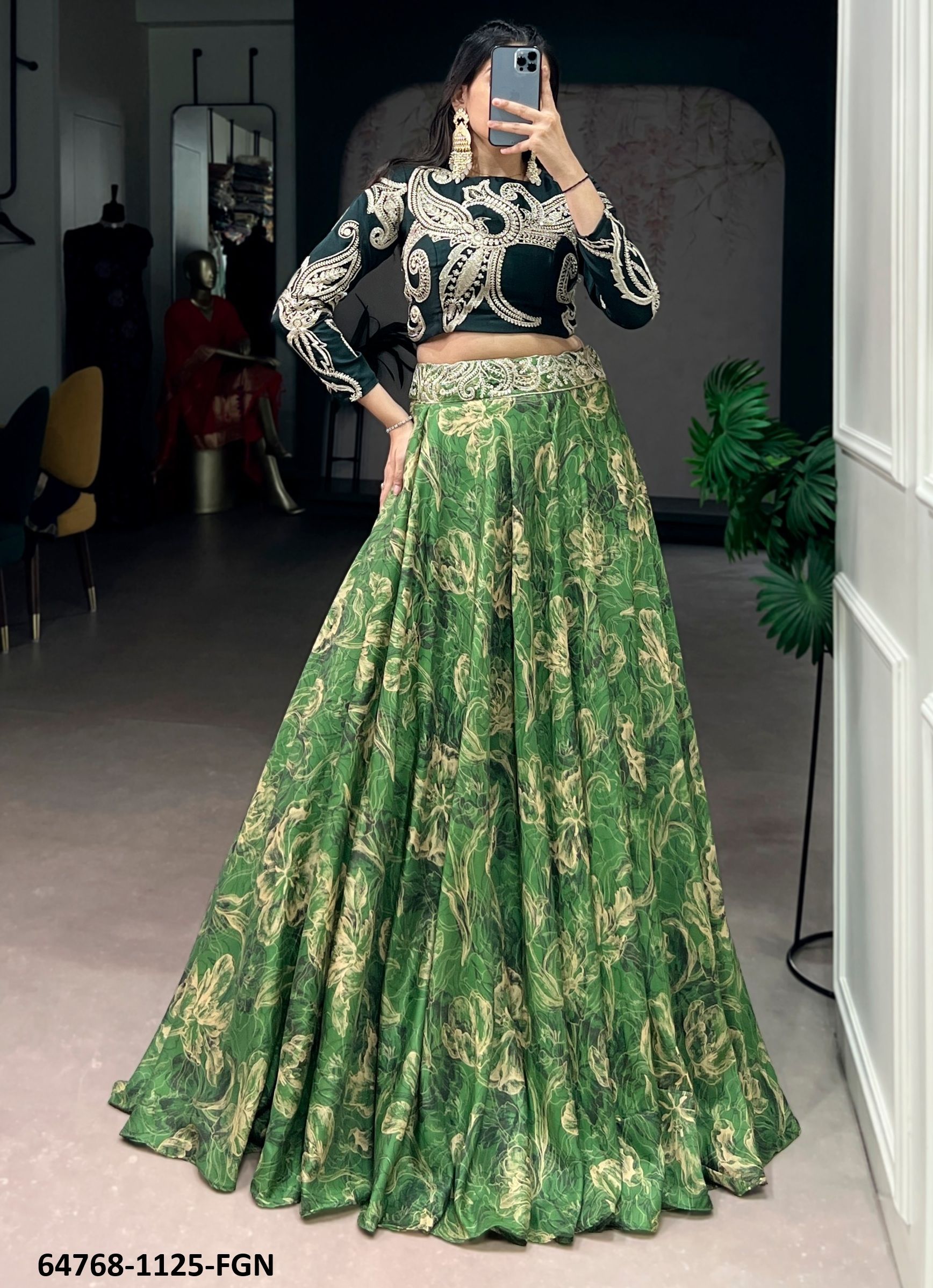 SERIES 1125 - Catalog # 64768 (Set of 4 Semi-Stitched Lehengas) SERIES 1125 - Catalog # 64768 (Set of 4 Semi-Stitched Lehengas)
