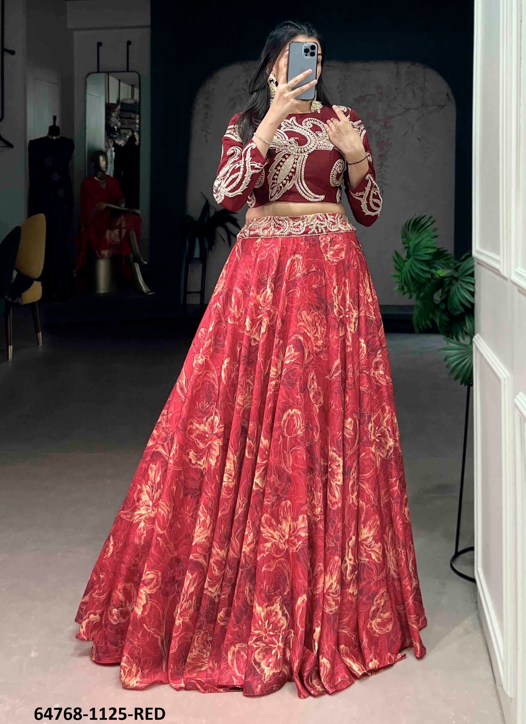 SERIES 1125 - Catalog # 64768 (Set of 4 Semi-Stitched Lehengas) SERIES 1125 - Catalog # 64768 (Set of 4 Semi-Stitched Lehengas)