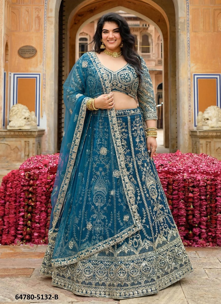 SERIES 5132 - Catalog # 64780 (Set of 2 Semi-Stitched Lehengas) SERIES 5132 - Catalog # 64780 (Set of 2 Semi-Stitched Lehengas)