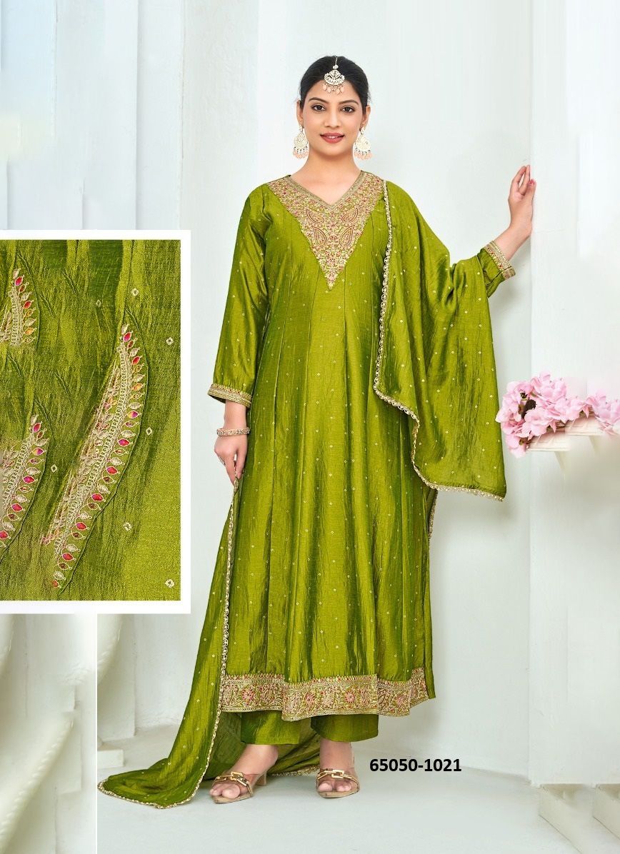 NARGIS FLAIR ANARKALI - Catalog # 65050 (Set of 4 SIZE-SETS [Readymade Salwar Suits])