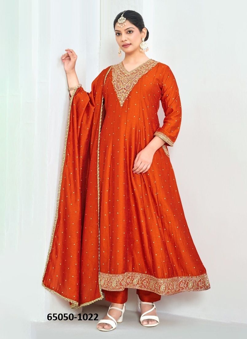 NARGIS FLAIR ANARKALI - Catalog # 65050 (Set of 4 SIZE-SETS [Readymade Salwar Suits])