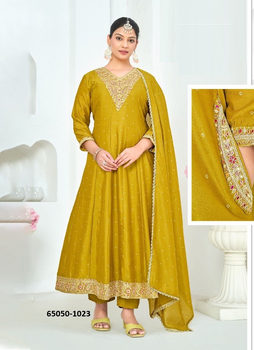 NARGIS FLAIR ANARKALI - Catalog # 65050 (Set of 4 SIZE-SETS [Readymade Salwar Suits])