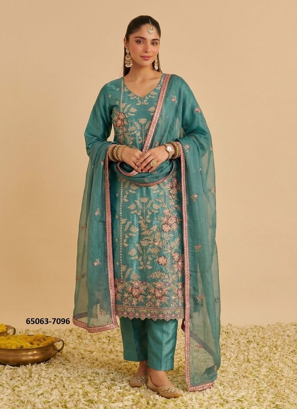 SERIES 7095 - Catalog # 65063 (Set of 3 Readymade Salwar Suits) SERIES 7095 - Catalog # 65063 (Set of 3 Readymade Salwar Suits)