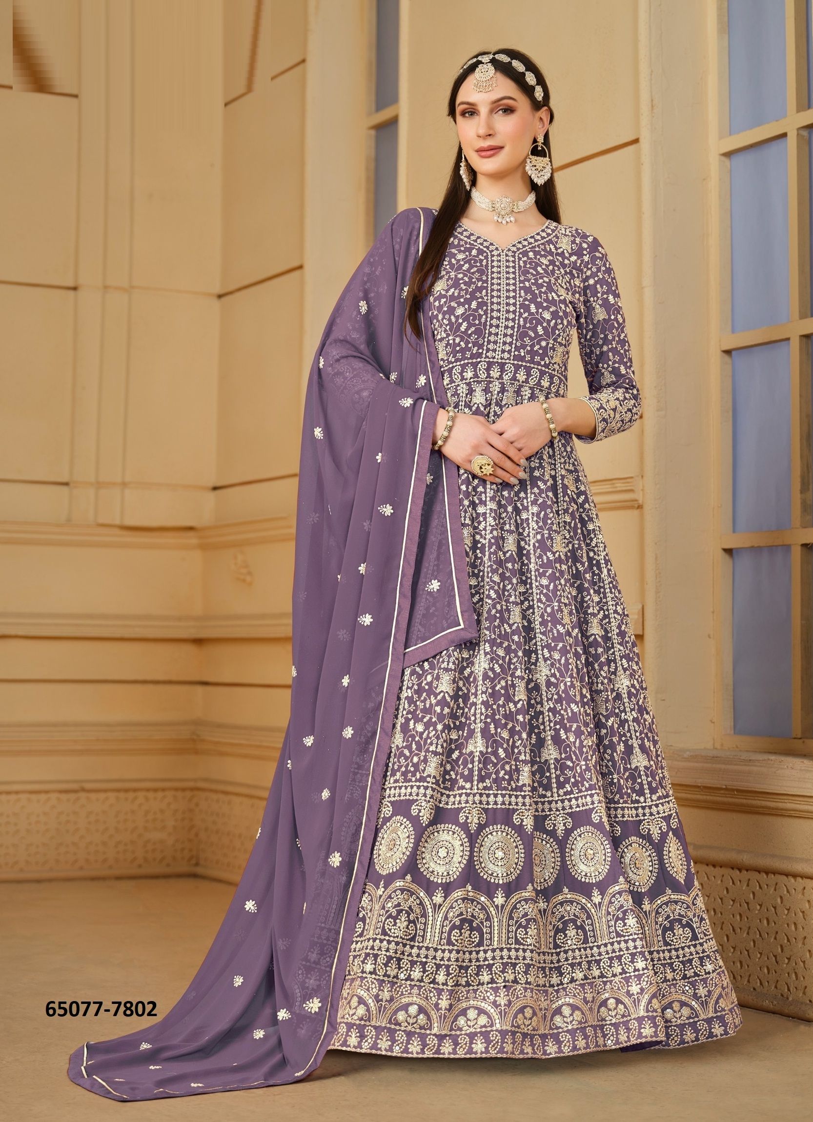 AANAYA 178 - Catalog # 65077 (Set of 3 Semi-Stitched / Un-Stitched Suits)