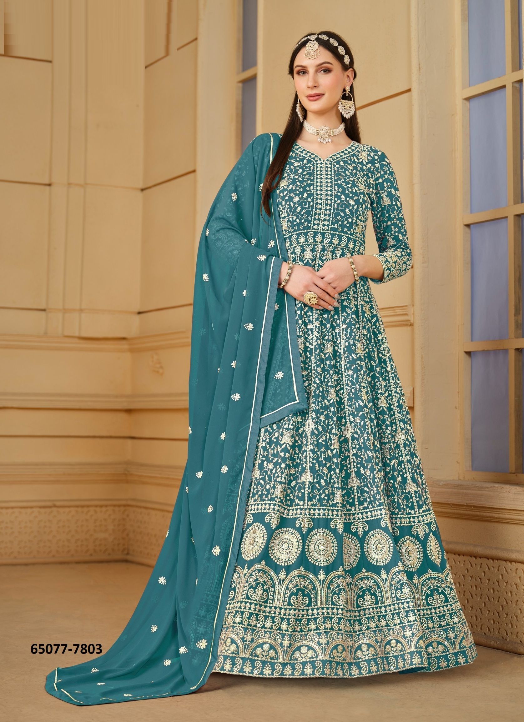 AANAYA 178 - Catalog # 65077 (Set of 3 Semi-Stitched / Un-Stitched Suits)