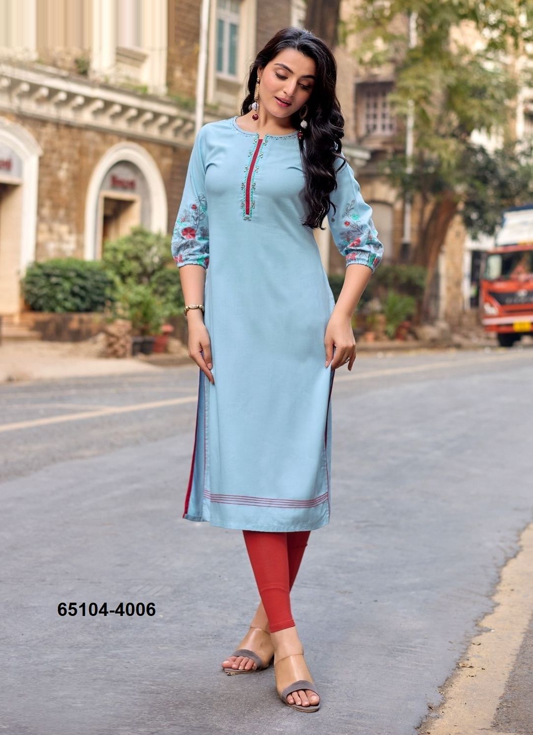 AARVIKA - Catalog # 65104 (Set of 6 Readymade Women's Kurtis / Tops)