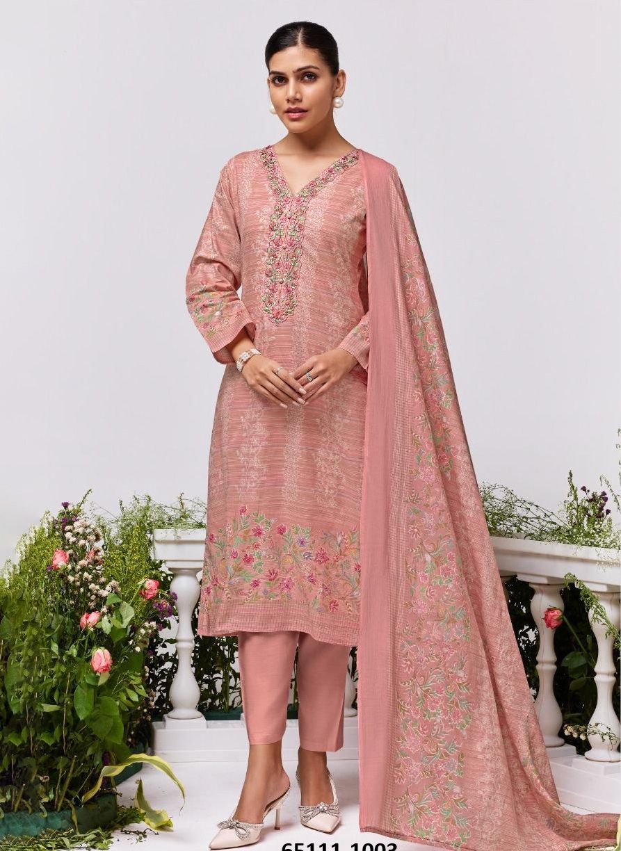 SUMMER STORY - Catalog # 65111 (Set of 4 Semi-Stitched / Un-Stitched Suits)