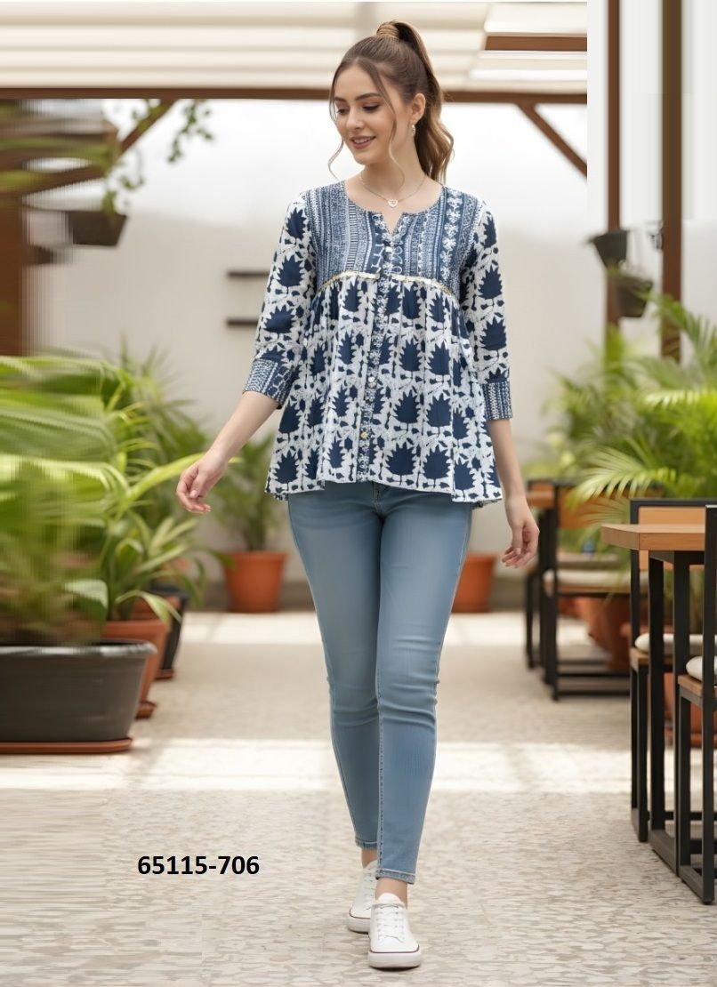 AARADHYA 21 - Catalog # 65115 (Set of 6 Readymade Women's Kurtis / Tops) AARADHYA 21 - Catalog # 65115 (Set of 6 Readymade Women's Kurtis / Tops)
