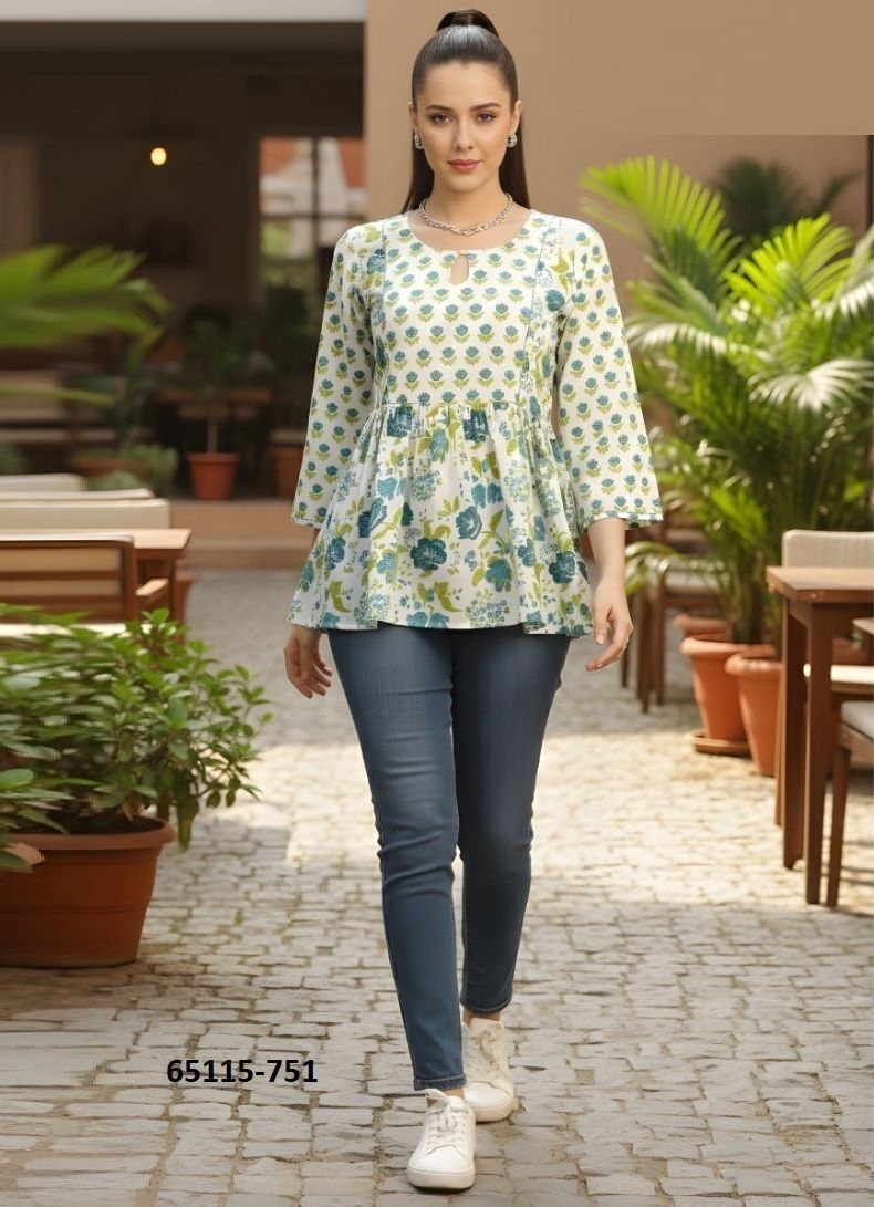 AARADHYA 21 - Catalog # 65115 (Set of 6 Readymade Women's Kurtis / Tops) AARADHYA 21 - Catalog # 65115 (Set of 6 Readymade Women's Kurtis / Tops)