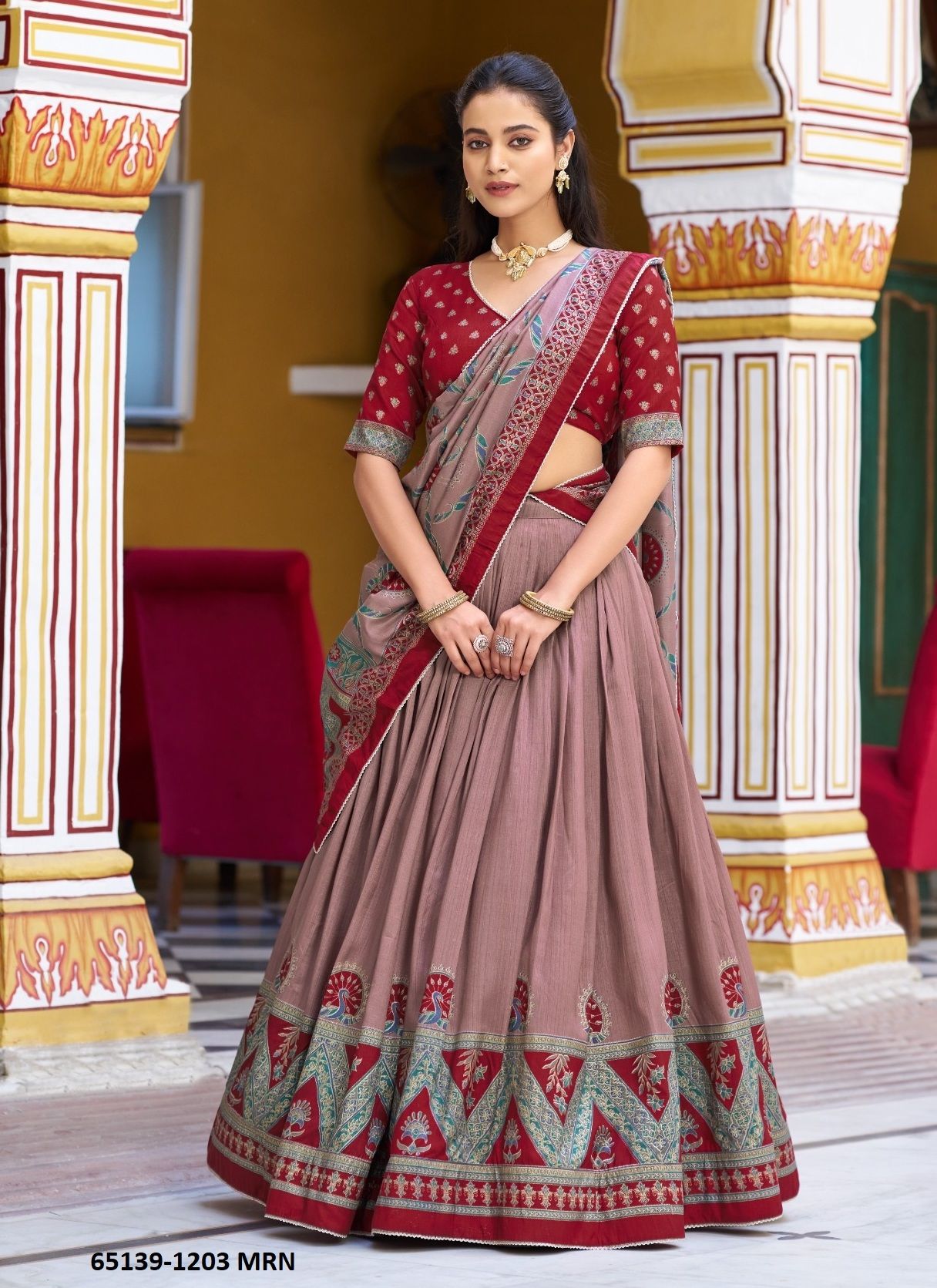 SOWMYA - Catalog # 65139 (Set of 4 Semi-Stitched Lehengas)