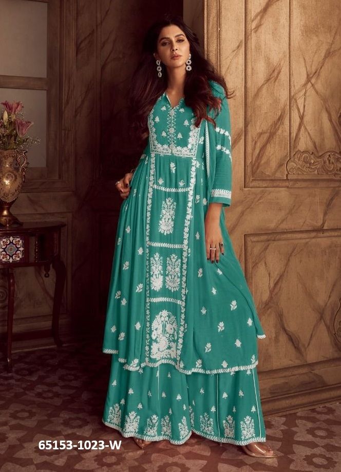 LAKHNAVI 4 LIGHT COLORS - Catalog # 65153 (Set of 5 Readymade Salwar Suits)