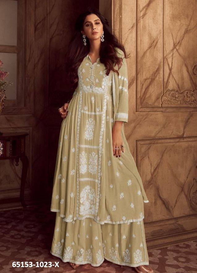LAKHNAVI 4 LIGHT COLORS - Catalog # 65153 (Set of 5 Readymade Salwar Suits)