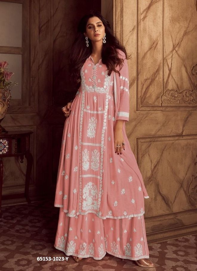 LAKHNAVI 4 LIGHT COLORS - Catalog # 65153 (Set of 5 Readymade Salwar Suits)