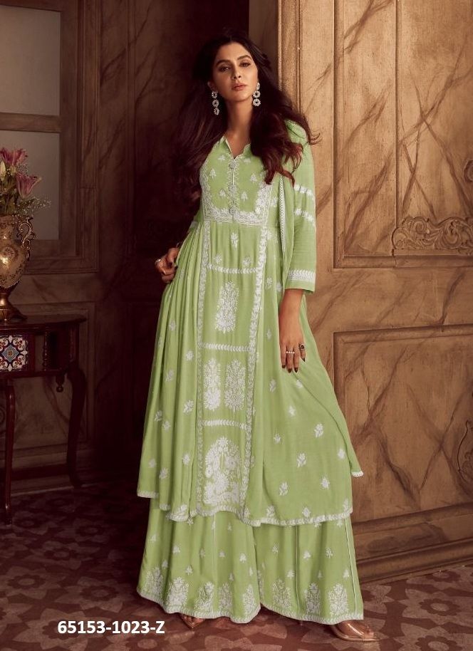 LAKHNAVI 4 LIGHT COLORS - Catalog # 65153 (Set of 5 Readymade Salwar Suits)