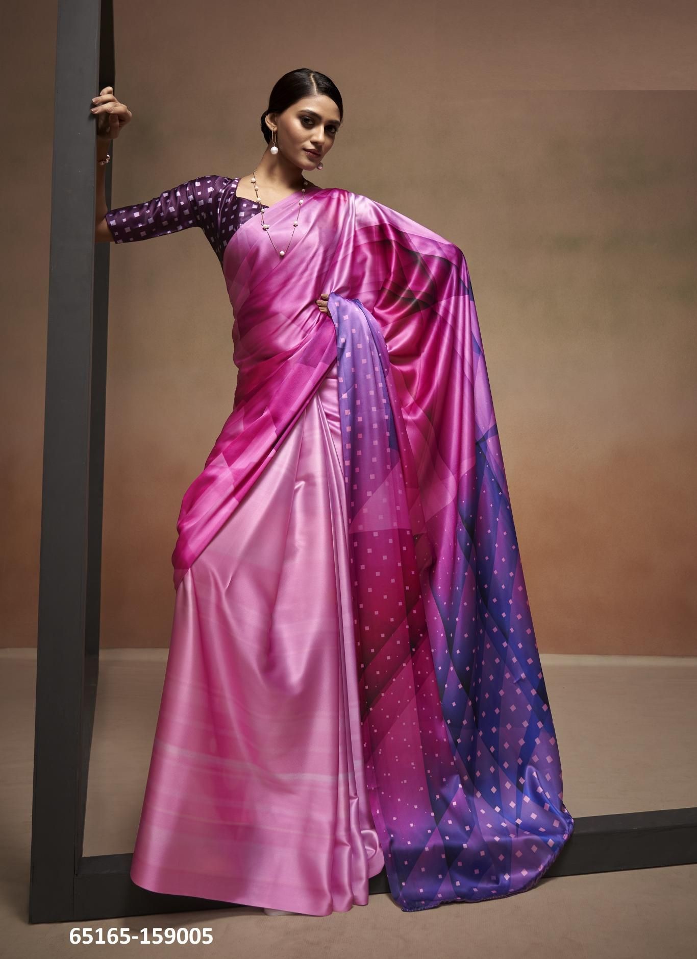 BOLLYWOOD SATIN - Catalog # 65165 (Set of 6 Sarees)