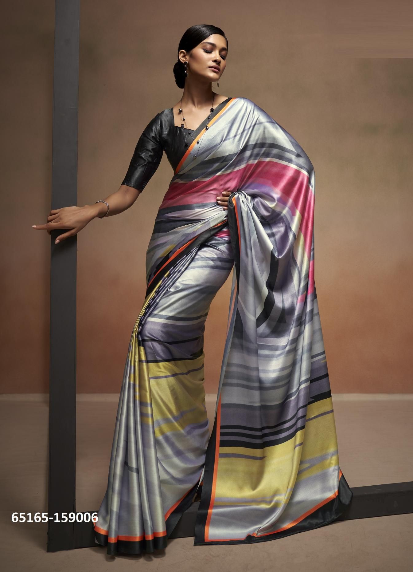 BOLLYWOOD SATIN - Catalog # 65165 (Set of 6 Sarees)