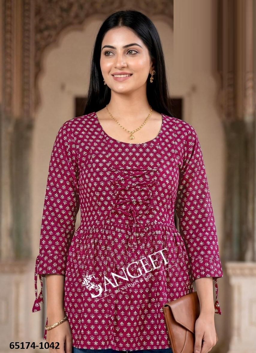 SHORT TOPS - Catalog # 65174 (Set of 6 SIZE-SETS [Readymade Women's Kurtis / Tops])