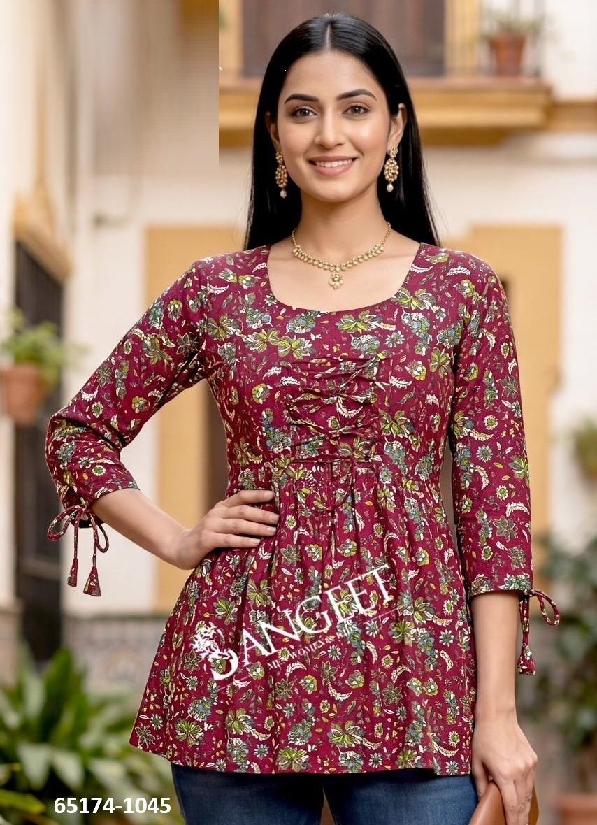 SHORT TOPS - Catalog # 65174 (Set of 6 SIZE-SETS [Readymade Women's Kurtis / Tops])