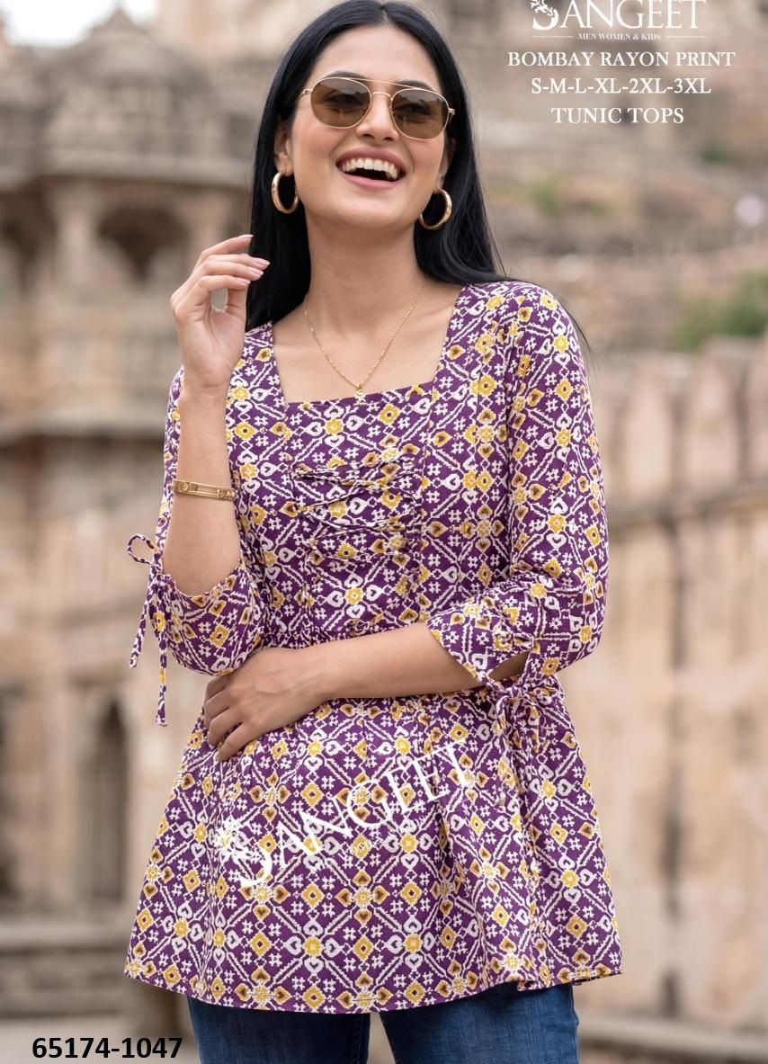 SHORT TOPS - Catalog # 65174 (Set of 6 SIZE-SETS [Readymade Women's Kurtis / Tops])