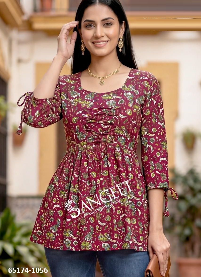 SHORT TOPS - Catalog # 65174 (Set of 6 SIZE-SETS [Readymade Women's Kurtis / Tops])