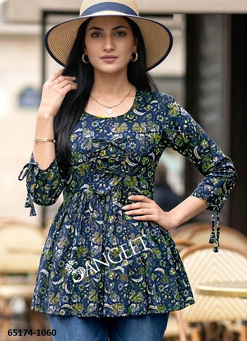 SHORT TOPS - Catalog # 65174 (Set of 6 SIZE-SETS [Readymade Women's Kurtis / Tops])