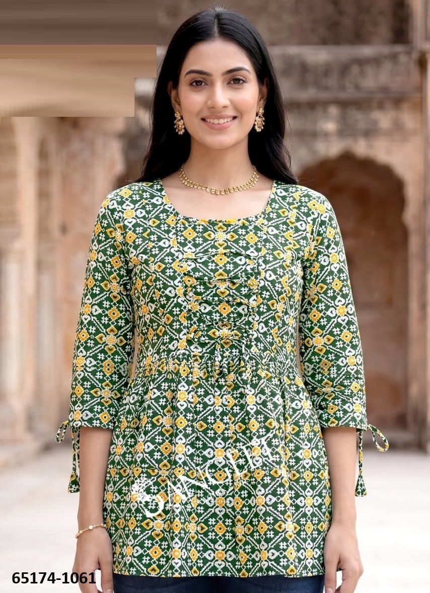 SHORT TOPS - Catalog # 65174 (Set of 6 SIZE-SETS [Readymade Women's Kurtis / Tops])