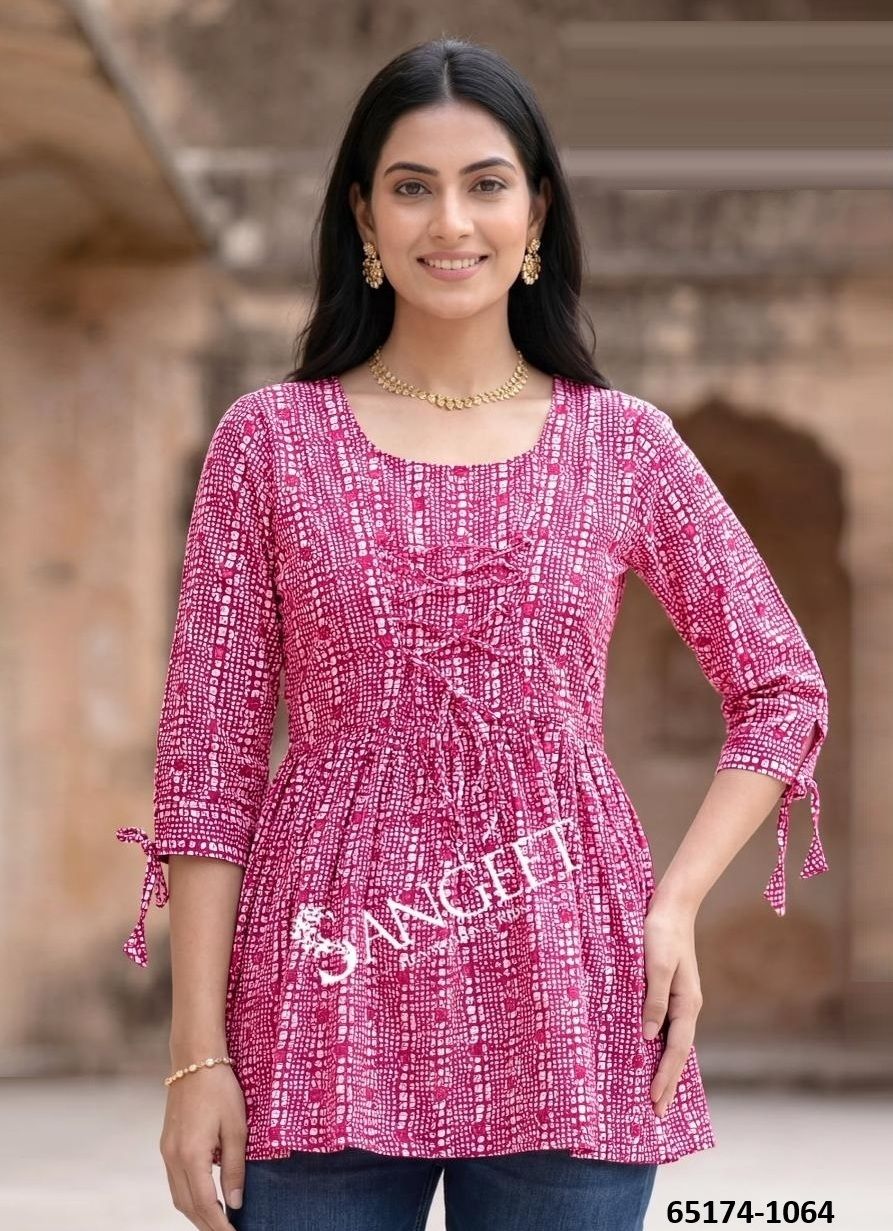 SHORT TOPS - Catalog # 65174 (Set of 6 SIZE-SETS [Readymade Women's Kurtis / Tops])