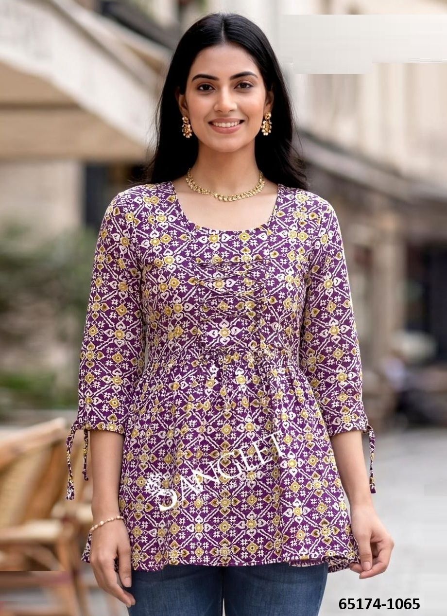 SHORT TOPS - Catalog # 65174 (Set of 6 SIZE-SETS [Readymade Women's Kurtis / Tops])