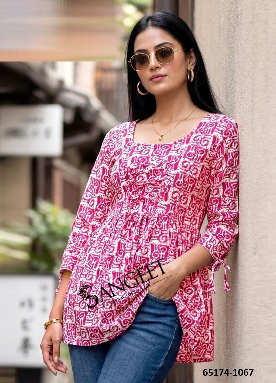 SHORT TOPS - Catalog # 65174 (Set of 6 SIZE-SETS [Readymade Women's Kurtis / Tops])