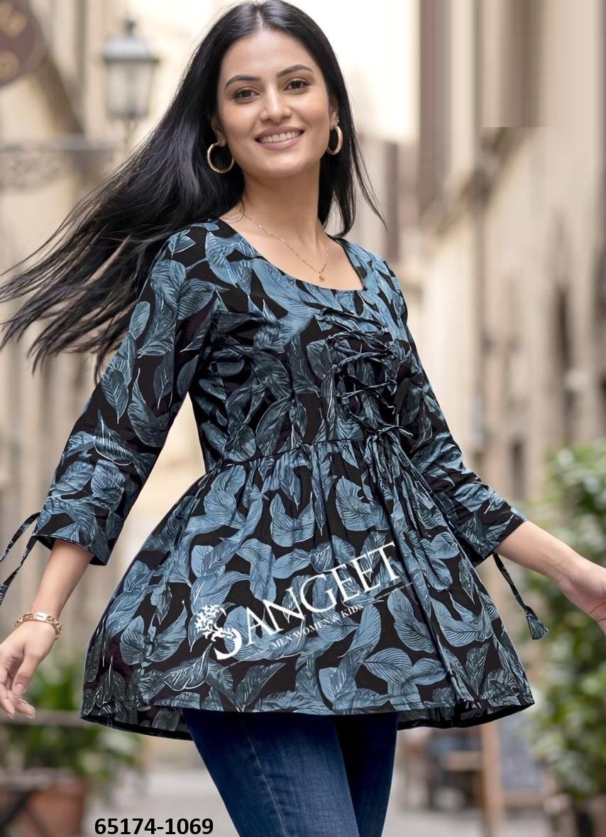 SHORT TOPS - Catalog # 65174 (Set of 6 SIZE-SETS [Readymade Women's Kurtis / Tops])