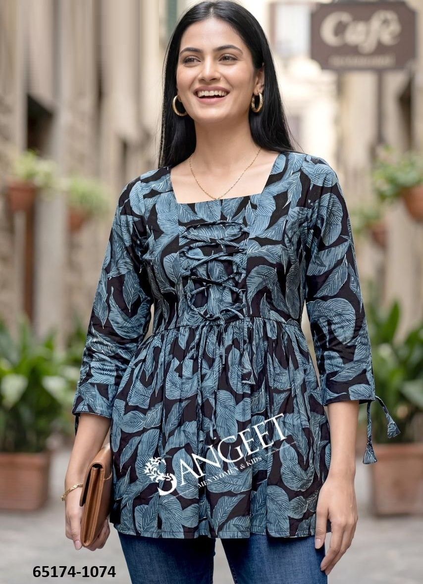 SHORT TOPS - Catalog # 65174 (Set of 6 SIZE-SETS [Readymade Women's Kurtis / Tops])