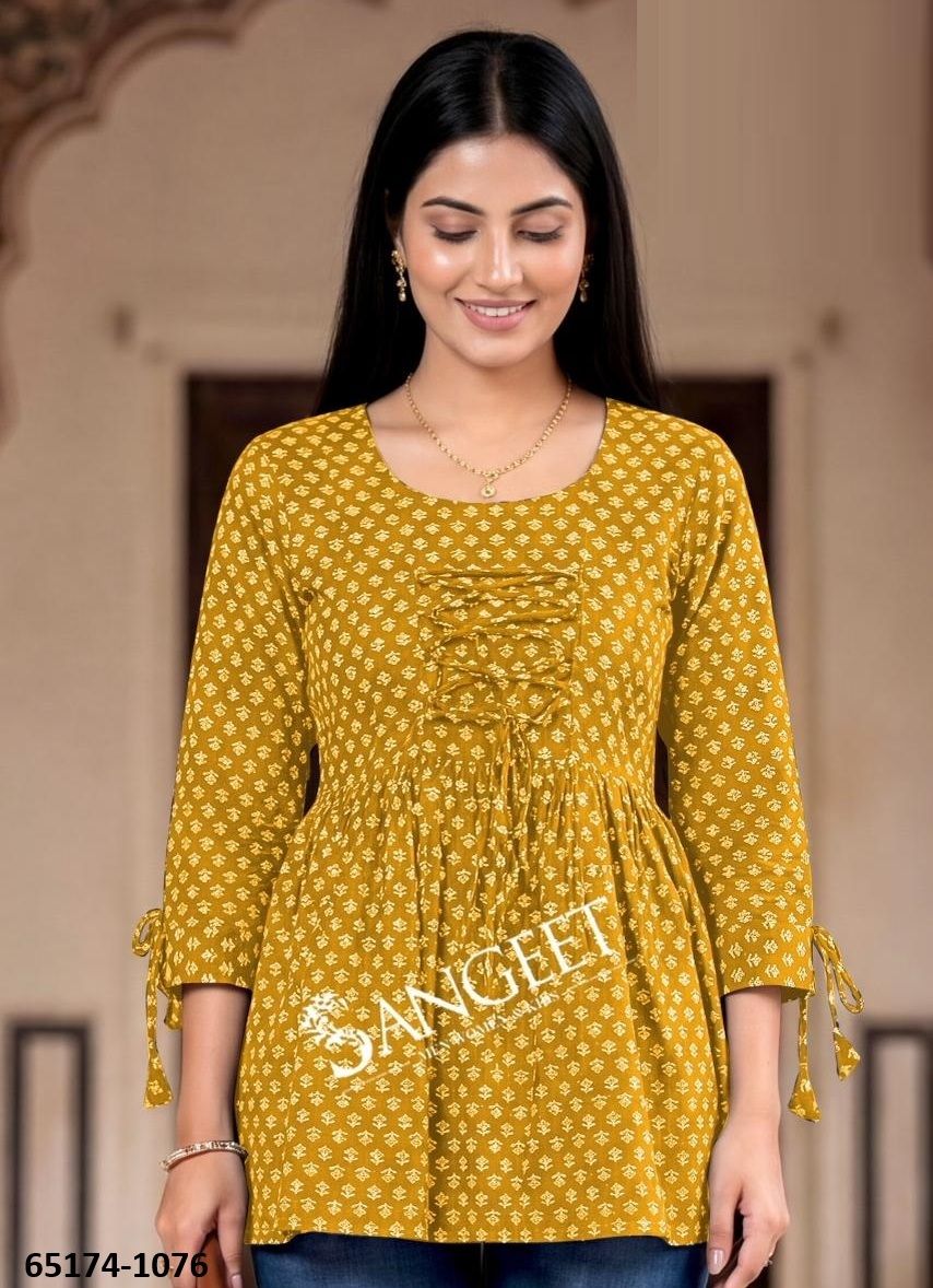SHORT TOPS - Catalog # 65174 (Set of 6 SIZE-SETS [Readymade Women's Kurtis / Tops])