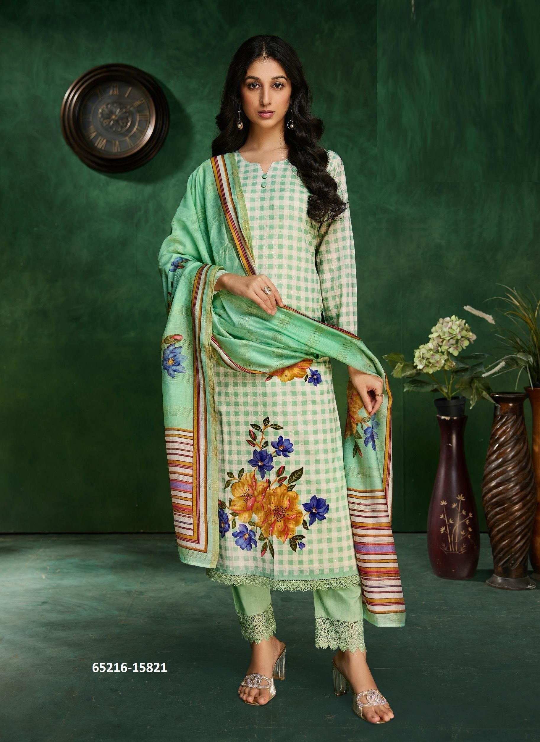 CHERRY - Catalog # 65216 (Set of 4 Semi-Stitched / Un-Stitched Suits)