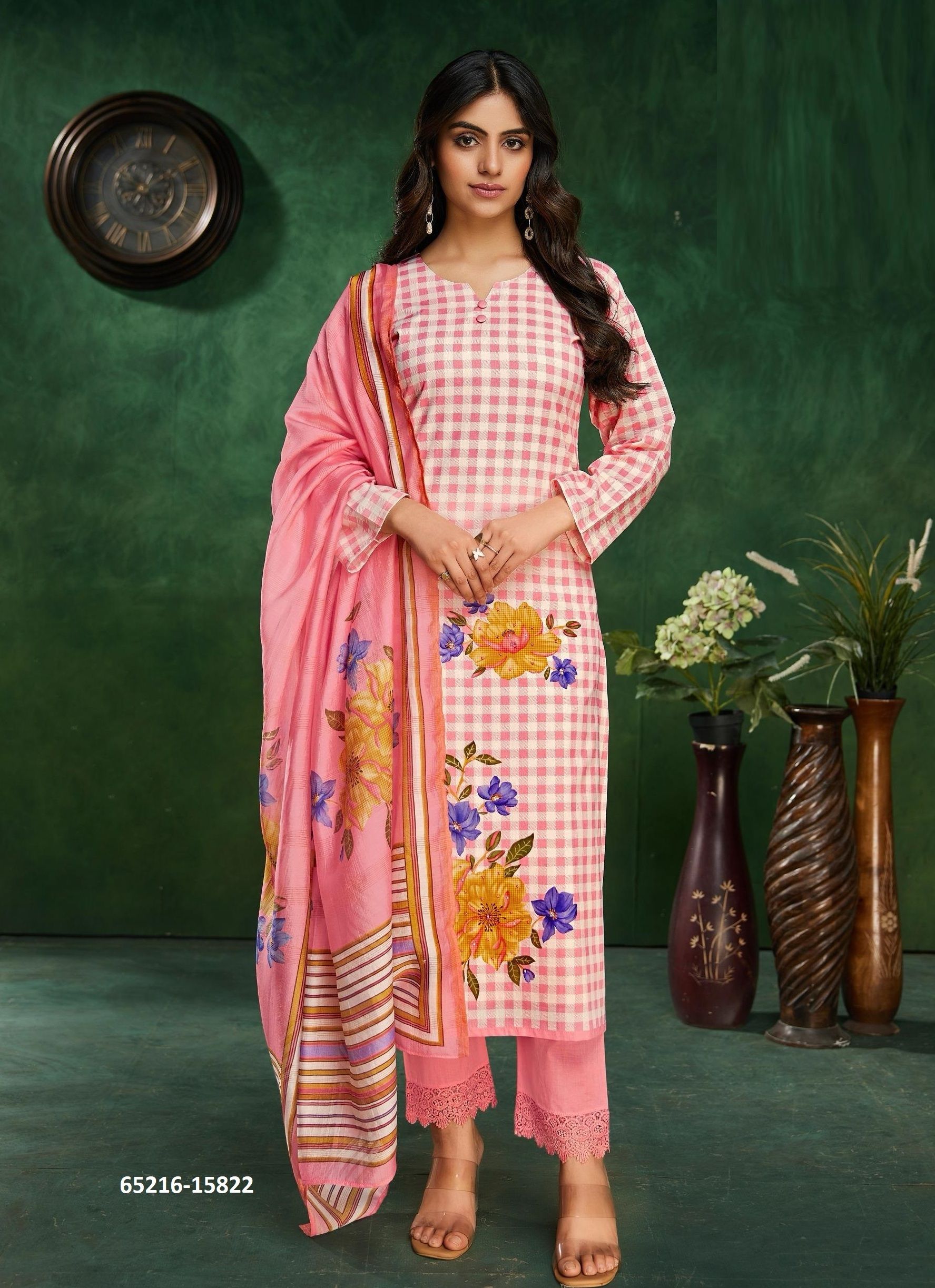 CHERRY - Catalog # 65216 (Set of 4 Semi-Stitched / Un-Stitched Suits)