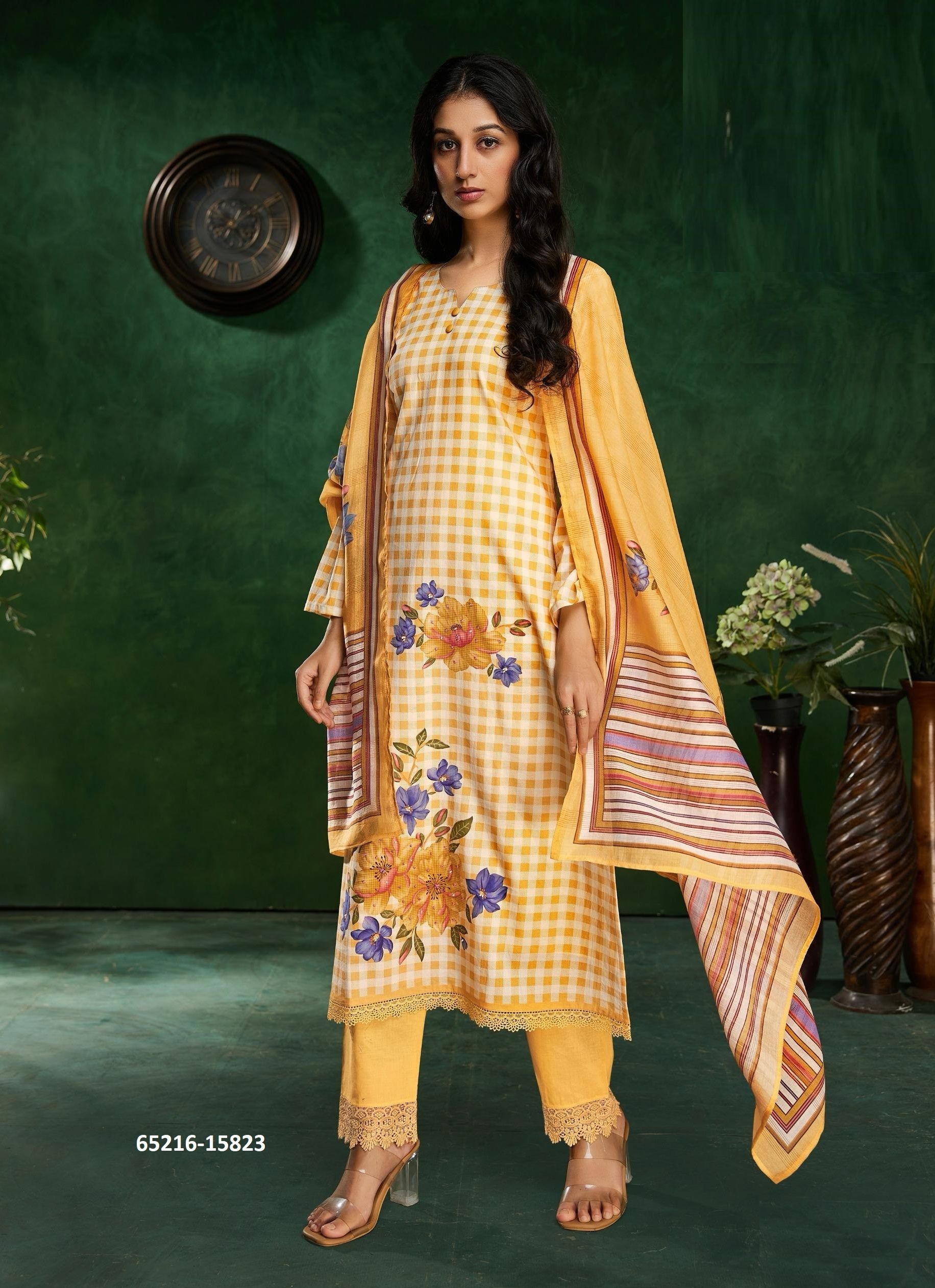 CHERRY - Catalog # 65216 (Set of 4 Semi-Stitched / Un-Stitched Suits)