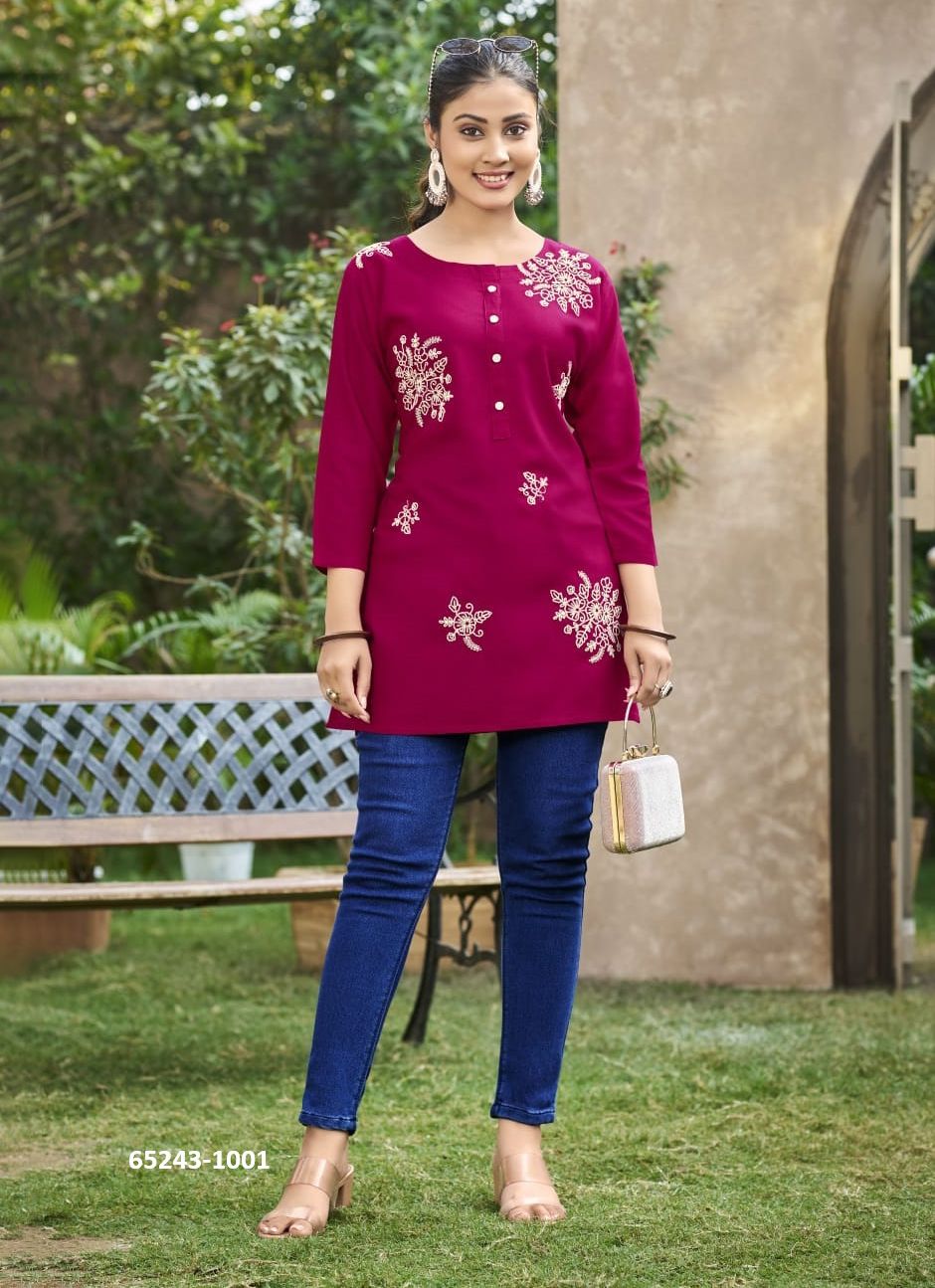ROSE - Catalog # 65243 (Set of 6 Readymade Women's Kurtis / Tops) ROSE - Catalog # 65243 (Set of 6 Readymade Women's Kurtis / Tops)