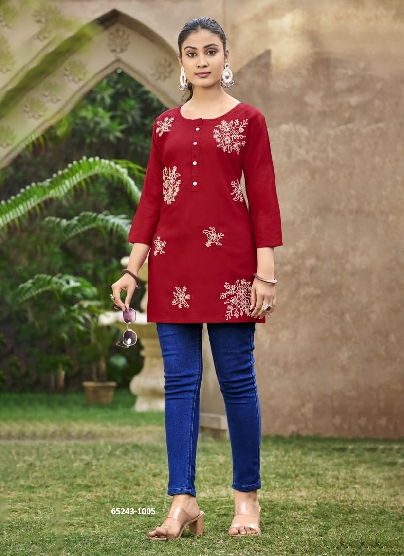 ROSE - Catalog # 65243 (Set of 6 Readymade Women's Kurtis / Tops) ROSE - Catalog # 65243 (Set of 6 Readymade Women's Kurtis / Tops)
