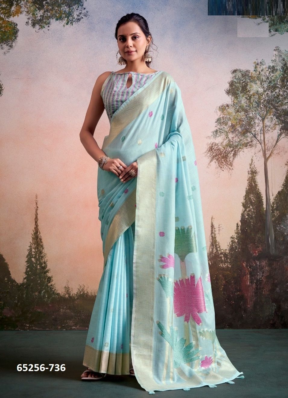 SALONI FLOWER SILK - Catalog # 65256 (Set of 6 Sarees)